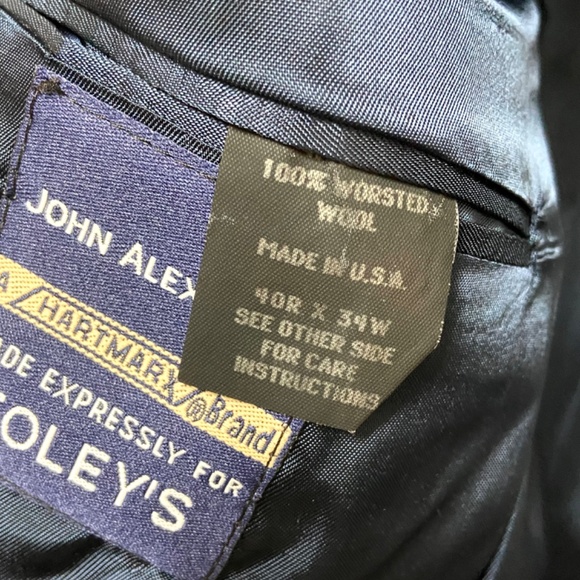 John Alexander Hartmarx Navy Blue Blazer 40R Windowpane Wool Blazer Sport Coat - Picture 5 of 6